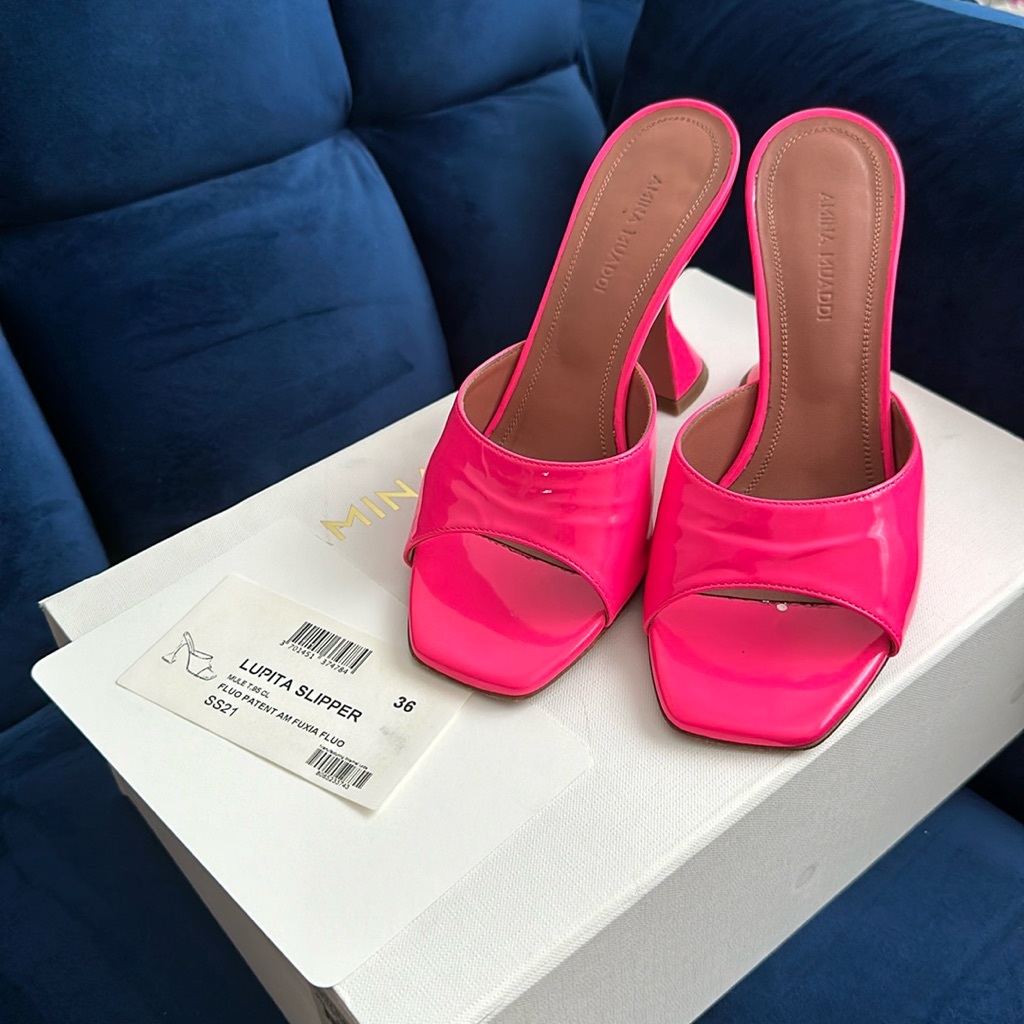Amina Muaddi Lupita Slipper In Fusa Color Size 36 3’5 Heels